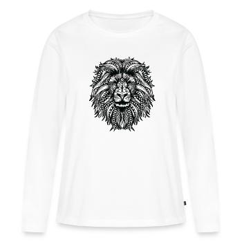 Lion Mandala avec crinière de lion - T-shirt manches longues Premium bio Femme - blanc - Devant - Julia (174cm)