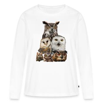 Owls - Women's Premium Organic Long Sleeve Shirt - white - Front - Julia (174cm)