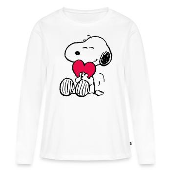 Peanuts Snoopy Herz Love Valentinstag Geschenk - Frauen Premium Bio Langarmshirt - Weiß - Vorne - Julia (174cm)
