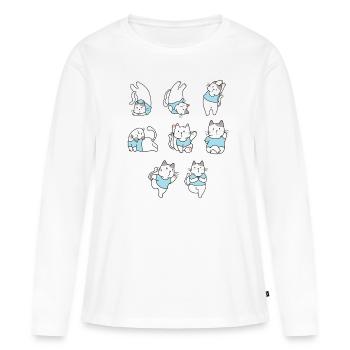 Cat Yoga pour Yoga Lover - T-shirt manches longues Premium bio Femme - blanc - Devant - Julia (174cm)