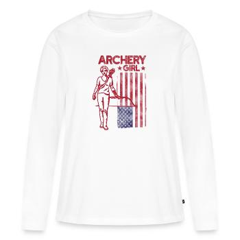 Bogenschießen Mädchen USA Patriotisch - Frauen Premium Bio Langarmshirt - Weiß - Vorne - Julia (174cm)