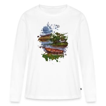 Boot - Frauen Premium Bio Langarmshirt - Weiß - Vorne - Julia (174cm)