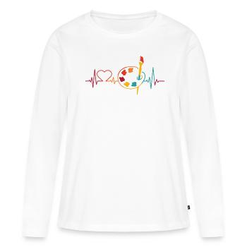 Painter Heartbeat For Painter - Frauen Premium Bio Langarmshirt - Weiß - Vorne - Julia (174cm)