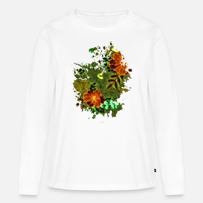 Flower Smash - Frauen Premium Bio Langarmshirt - Weiß