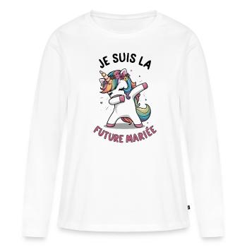 Je Suis La Future Mariée Mariage Femme Licorne - T-shirt manches longues Premium bio Femme - blanc - Devant - Julia (174cm)