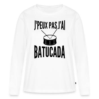 Batucada | Percussion | Samba - T-shirt manches longues Premium bio Femme - blanc - Devant - Julia (174cm)