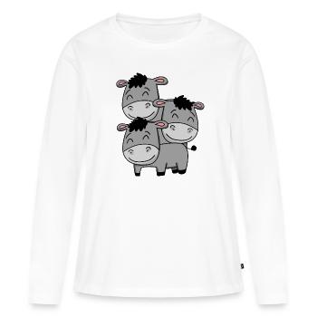 Niedliche Esel - Frauen Premium Bio Langarmshirt - Weiß - Vorne - Julia (174cm)