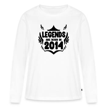 2014 - Jahrgang 2014 - Baujahr 2014 Geschenk - Frauen Premium Bio Langarmshirt - Weiß - Vorne - Julia (174cm)