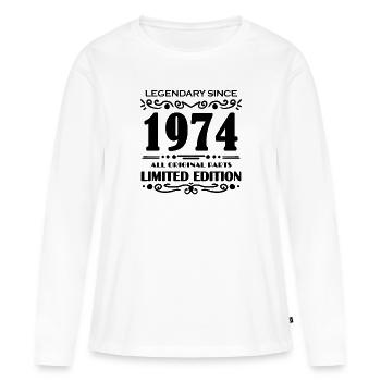 1974 - T-shirt manches longues Premium bio Femme - blanc - Devant - Julia (174cm)