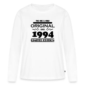 1994 - Baujahr 1994 - Jahrgang 1994 - Frauen Premium Bio Langarmshirt - Weiß - Vorne - Julia (174cm)