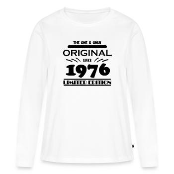 1976 - Année de construction 1976 - Né en 1976 - T-shirt manches longues Premium bio Femme - blanc - Devant - Julia (174cm)