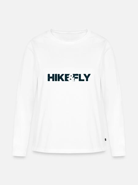 HIKE&FLY dunkelblau - Frauen Premium Bio Langarmshirt - Weiß