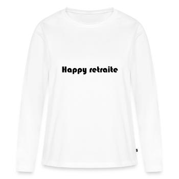 RETRAITE. RETRAITE. RETRAITEE. RETRAITE - T-shirt manches longues Premium bio Femme - blanc - Devant - Julia (174cm)