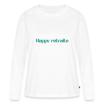 RETRAITE. RETRAITE. RETRAITEE. RETRAITE - T-shirt manches longues Premium bio Femme - blanc - Devant - Julia (174cm)