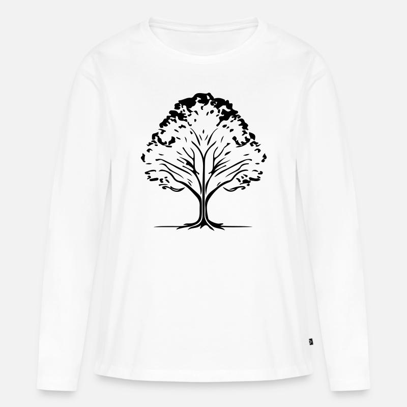 Baum Wald Symbol - Frauen Premium Bio Langarmshirt - Weiß