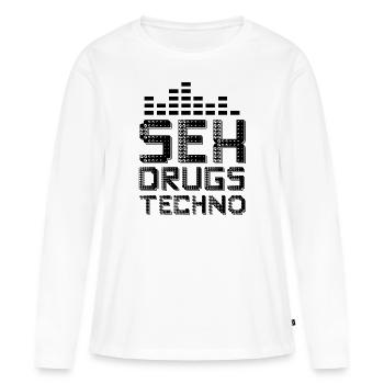 sexe drogue Techno - T-shirt manches longues Premium bio Femme - blanc - Devant - Julia (174cm)