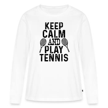 keep calm tennis - T-shirt manches longues Premium bio Femme - blanc - Devant - Julia (174cm)