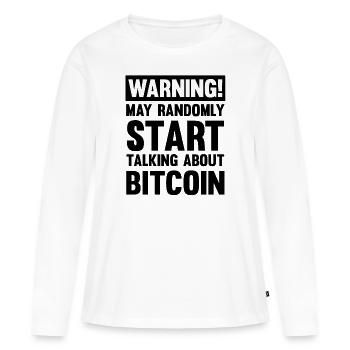 avertissement bitcoin - T-shirt manches longues Premium bio Femme - blanc - Devant - Julia (174cm)