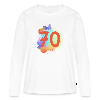 70 Nombre d’objets blob - T-shirt manches longues Premium bio Femme - blanc - Devant - Julia (174cm)
