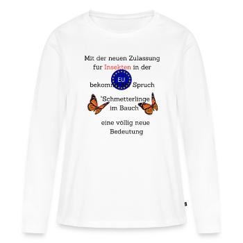 Schmetterlinge im Bauch und die EU - Frauen Premium Bio Langarmshirt - Weiß - Vorne - Julia (174cm)