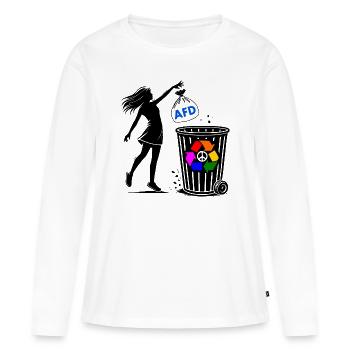 FCK AFD - Gegen Rechts - halte deine umwelt sauber - Frauen Premium Bio Langarmshirt - Weiß - Vorne - Julia (174cm)