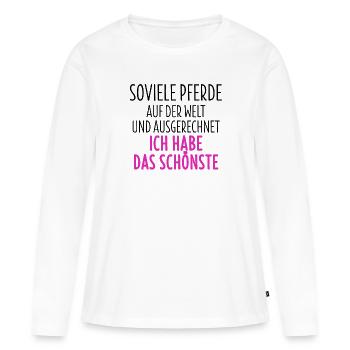 Proverbes de chevaux TShirt cheval Proverbes équestres Cadeau - T-shirt manches longues Premium bio Femme - blanc - Devant - Julia (174cm)
