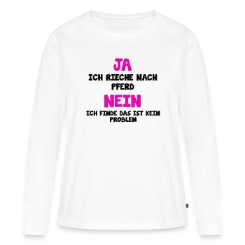 Proverbes de chevaux TShirt cheval Proverbes équestres Cadeau - T-shirt manches longues Premium bio Femme - blanc - Devant - Julia (174cm)