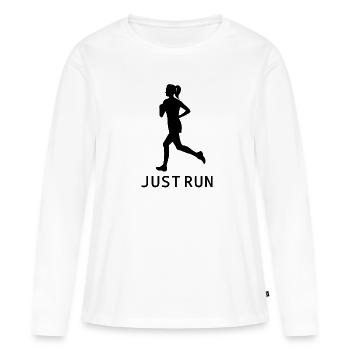 Il suffit de courir femme courir jogging fille marathon - T-shirt manches longues Premium bio Femme - blanc - Devant - Julia (174cm)