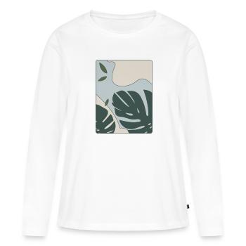 Monstera Spring Design - T-shirt manches longues Premium bio Femme - blanc - Devant - Julia (174cm)