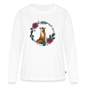 Fox and flowers - Women's Premium Organic Long Sleeve Shirt - white - Front - Julia (174cm)