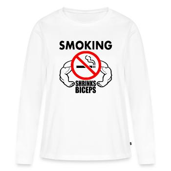 Smoking shrinks the biceps - T-shirt manches longues Premium bio Femme - blanc - Devant - Julia (174cm)