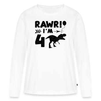 Rawr I'm 4 - 4th Birthday - T-shirt manches longues Premium bio Femme - blanc - Devant - Julia (174cm)