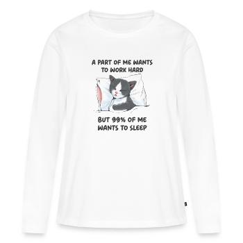 Une partie de moi veut travailler - T-shirt manches longues Premium bio Femme - blanc - Devant - Julia (174cm)