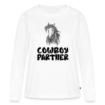 Cowboy Partenaire Western Texas Cowboy Rodeo Horse - T-shirt manches longues Premium bio Femme - blanc - Devant - Julia (174cm)