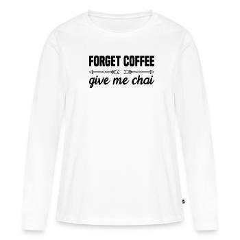 Thé chai latte - T-shirt manches longues Premium bio Femme - blanc - Devant - Julia (174cm)