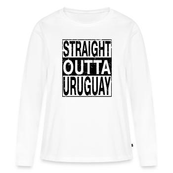 Uruguay Straight outta Uruguay - T-shirt manches longues Premium bio Femme - blanc - Devant - Julia (174cm)