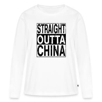 Chine Tout droit sorti de la Chine - T-shirt manches longues Premium bio Femme - blanc - Devant - Julia (174cm)