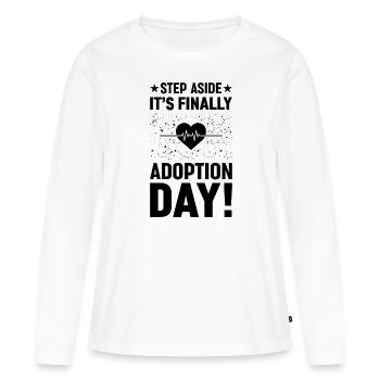 Mettez de côté, c’est enfin le jour de l’adoption - T-shirt manches longues Premium bio Femme - blanc - Devant - Julia (174cm)