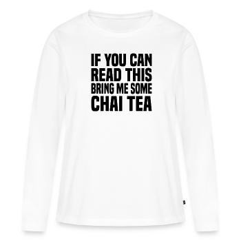 Chai thé latte - T-shirt manches longues Premium bio Femme - blanc - Devant - Julia (174cm)