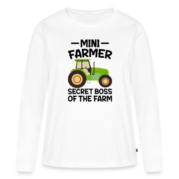 Farmer Secret Boss of Farm CEO Table - T-shirt manches longues Premium bio Femme - blanc - Devant - Julia (174cm)