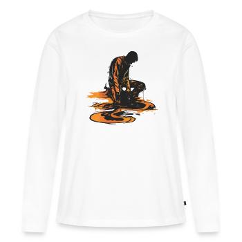 L’homme par temps chaud fond - T-shirt manches longues Premium bio Femme - blanc - Devant - Julia (174cm)