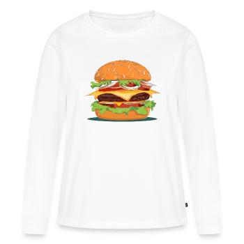 Hamburger - T-shirt manches longues Premium bio Femme - blanc - Devant - Julia (174cm)