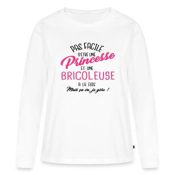 Princesse et bricoleuse - T-shirt manches longues Premium bio Femme - blanc - Devant - Julia (174cm)