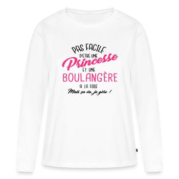 Princesse et boulangère - T-shirt manches longues Premium bio Femme - blanc - Devant - Julia (174cm)