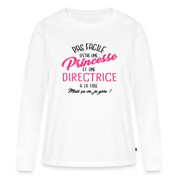 Princesse et directrice - T-shirt manches longues Premium bio Femme - blanc - Devant - Julia (174cm)