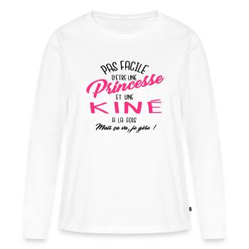Princesse et kiné - T-shirt manches longues Premium bio Femme - blanc - Devant - Julia (174cm)