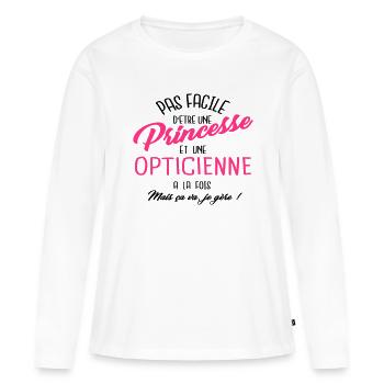 Princesse et opticienne - T-shirt manches longues Premium bio Femme - blanc - Devant - Julia (174cm)