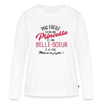 Princesse et belle-soeur - T-shirt manches longues Premium bio Femme - blanc - Devant - Julia (174cm)