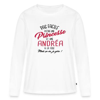 Princesse et Andréa - T-shirt manches longues Premium bio Femme - blanc - Devant - Julia (174cm)