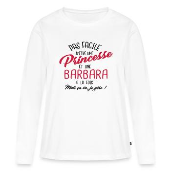 Princesse et Barbara - T-shirt manches longues Premium bio Femme - blanc - Devant - Julia (174cm)